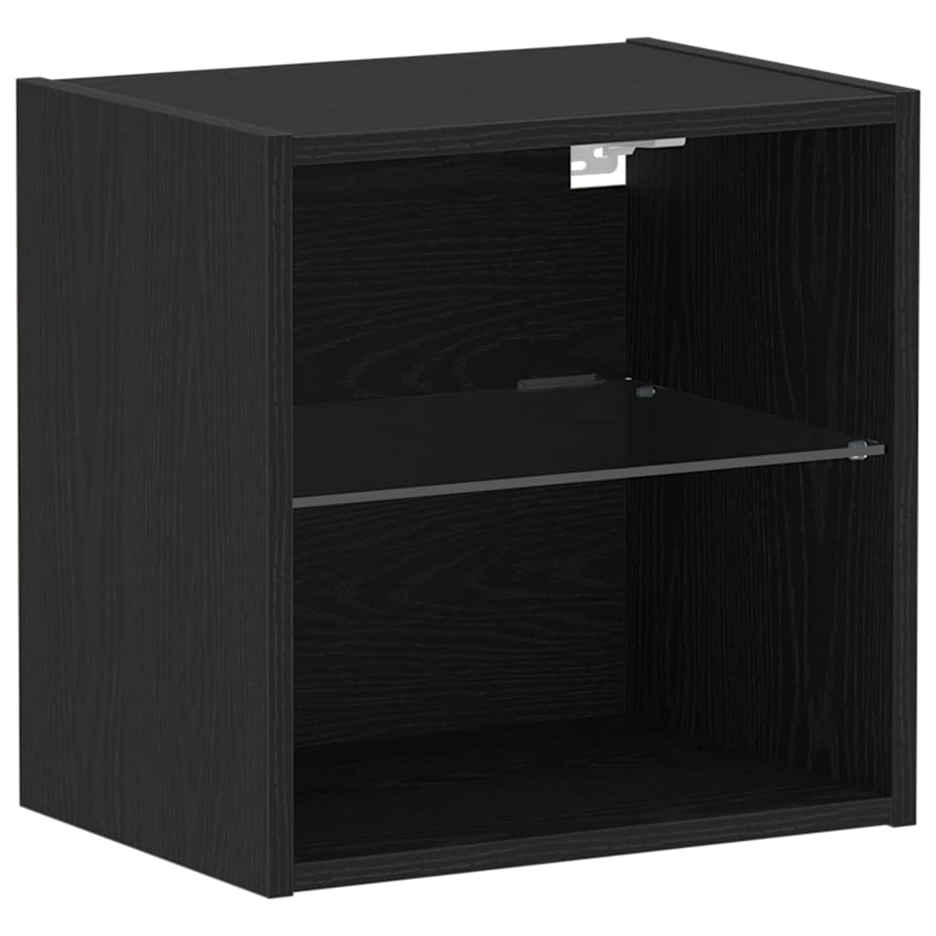 Floating Shelf with LED Light 2 pcs Crna 40 x 28,5 x 40 cm
