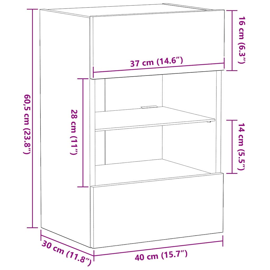 Set TV komoda Zidne Crna 40 x 30 x 60,5 cm Konstruirano drvo