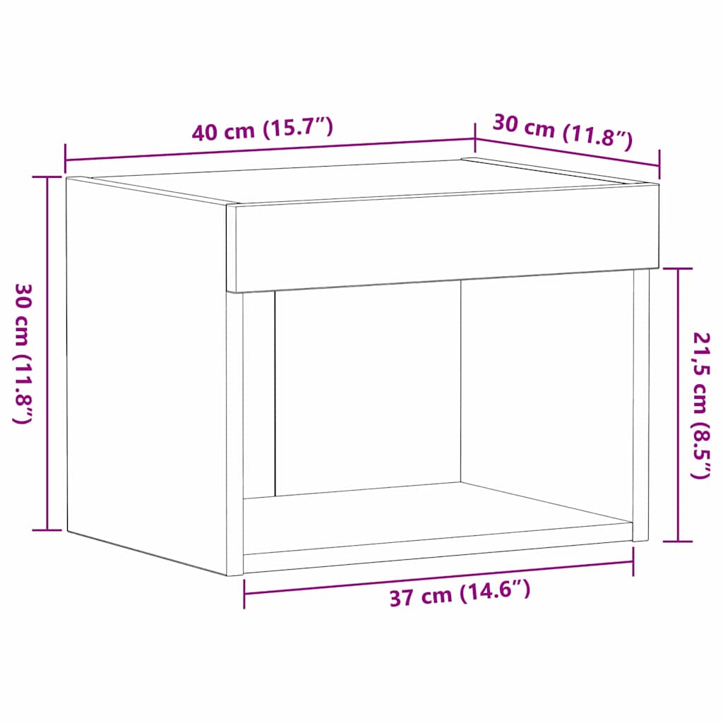 Set TV komoda s LED svjetlima 2 pcs Staro drvo 40 x 30 x 30 cm