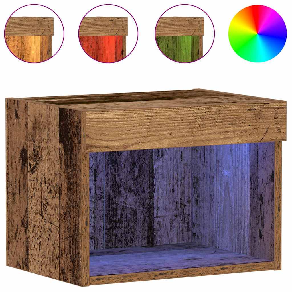 Set TV komoda s LED svjetlima 2 pcs Staro drvo 40 x 30 x 30 cm