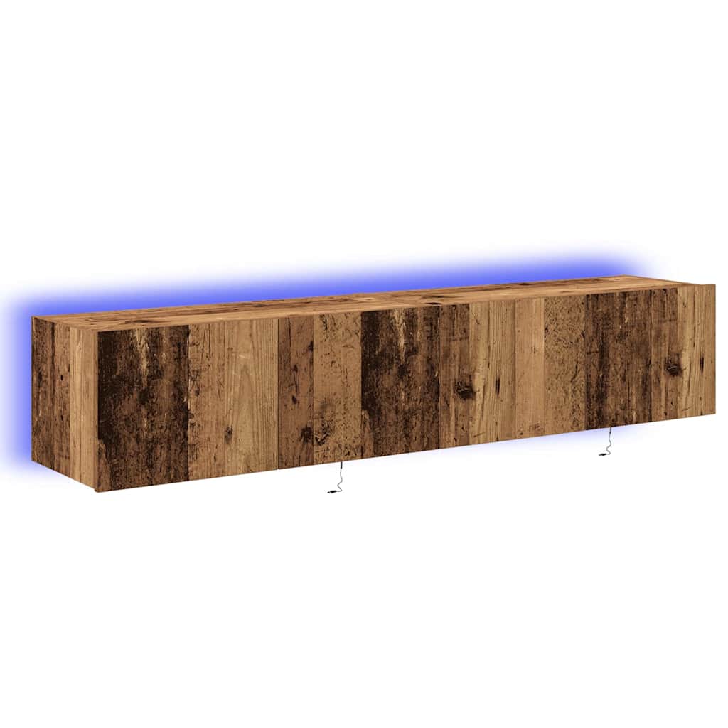 TV zidni ormar s LED svjetlima 2 pcs Staro drvo 80 x 35 x 31 cm