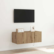 TV zidni ormar s LED svjetlima Umjetnički hrast 80 x 35 x 31 cm