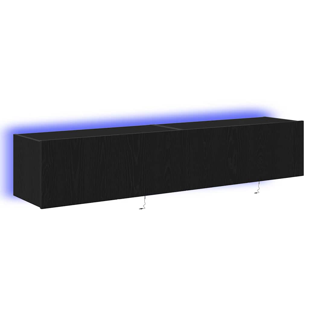 TV zidni ormar s LED svjetlima 2 pcs Crni hrast 80 x 35 x 31 cm