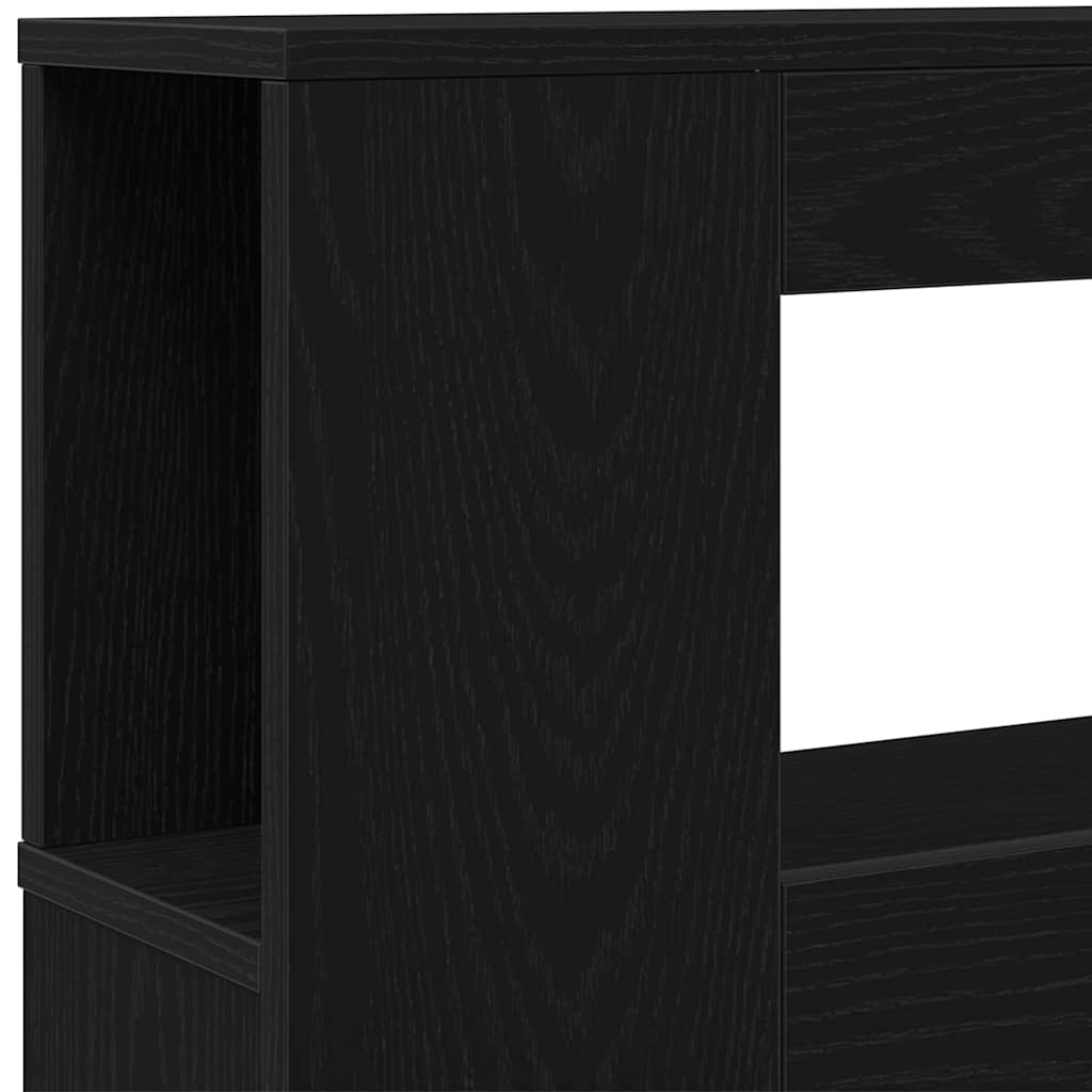 LED glava kreveta s policom Crni hrast 200 x 18,5 x 103,5 cm