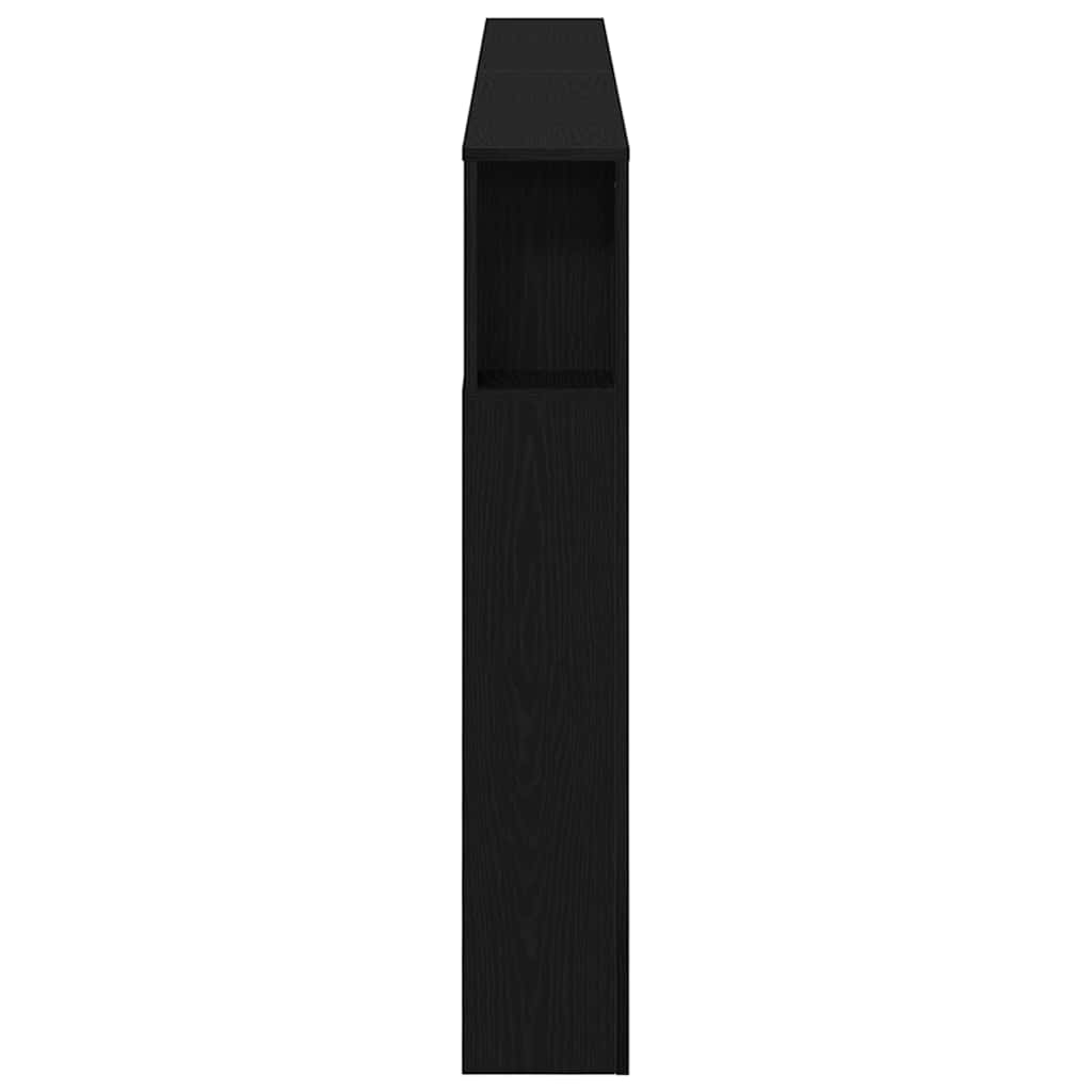 LED glava kreveta s policom Crni hrast 200 x 18,5 x 103,5 cm
