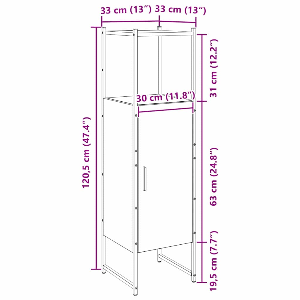 Set namještaja za kupaonicu Zidne Crni hrast 33 x 33 x 120,5 cm