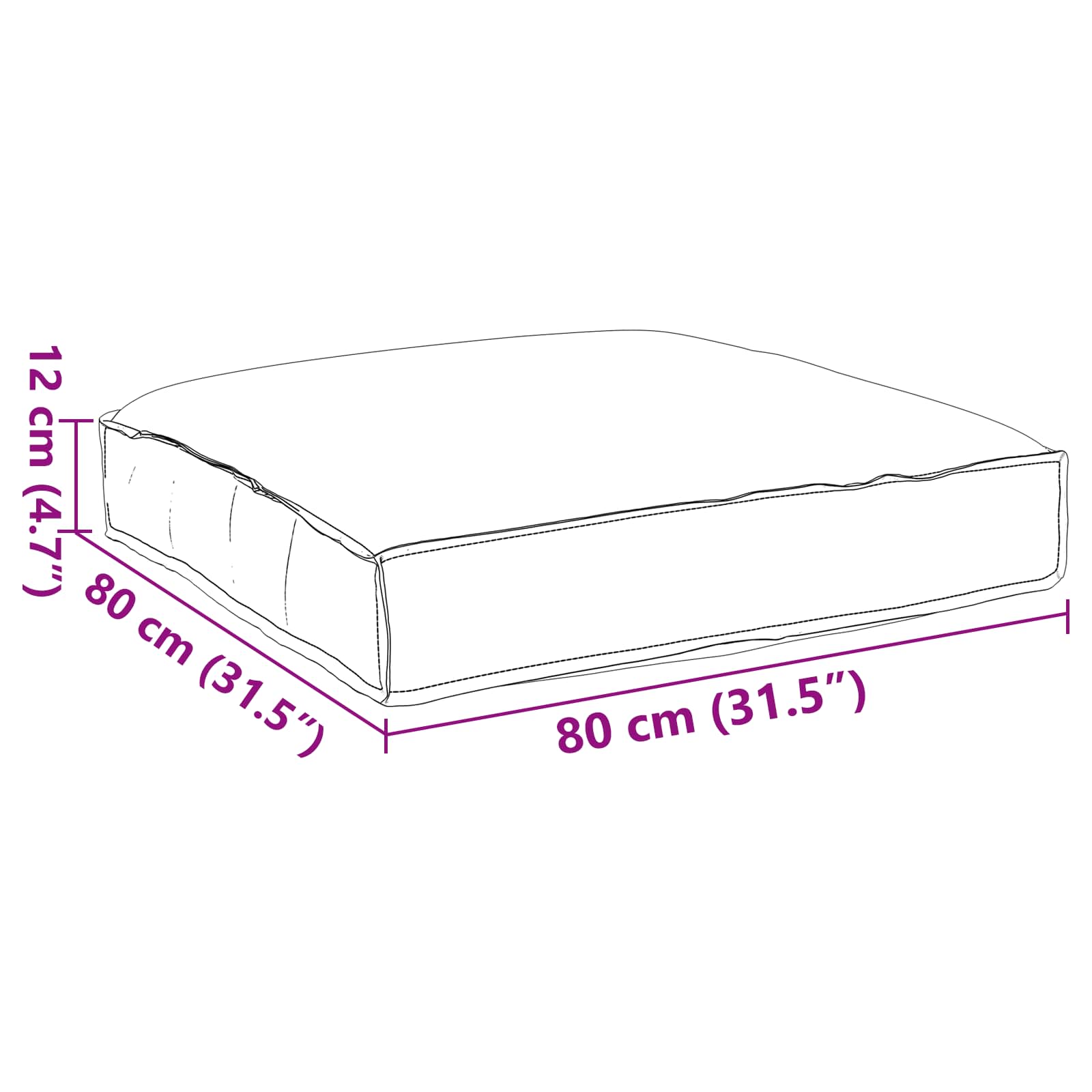 Jastuk Vinska crvena 80 x 80 x 12 cm Oxford tkanina