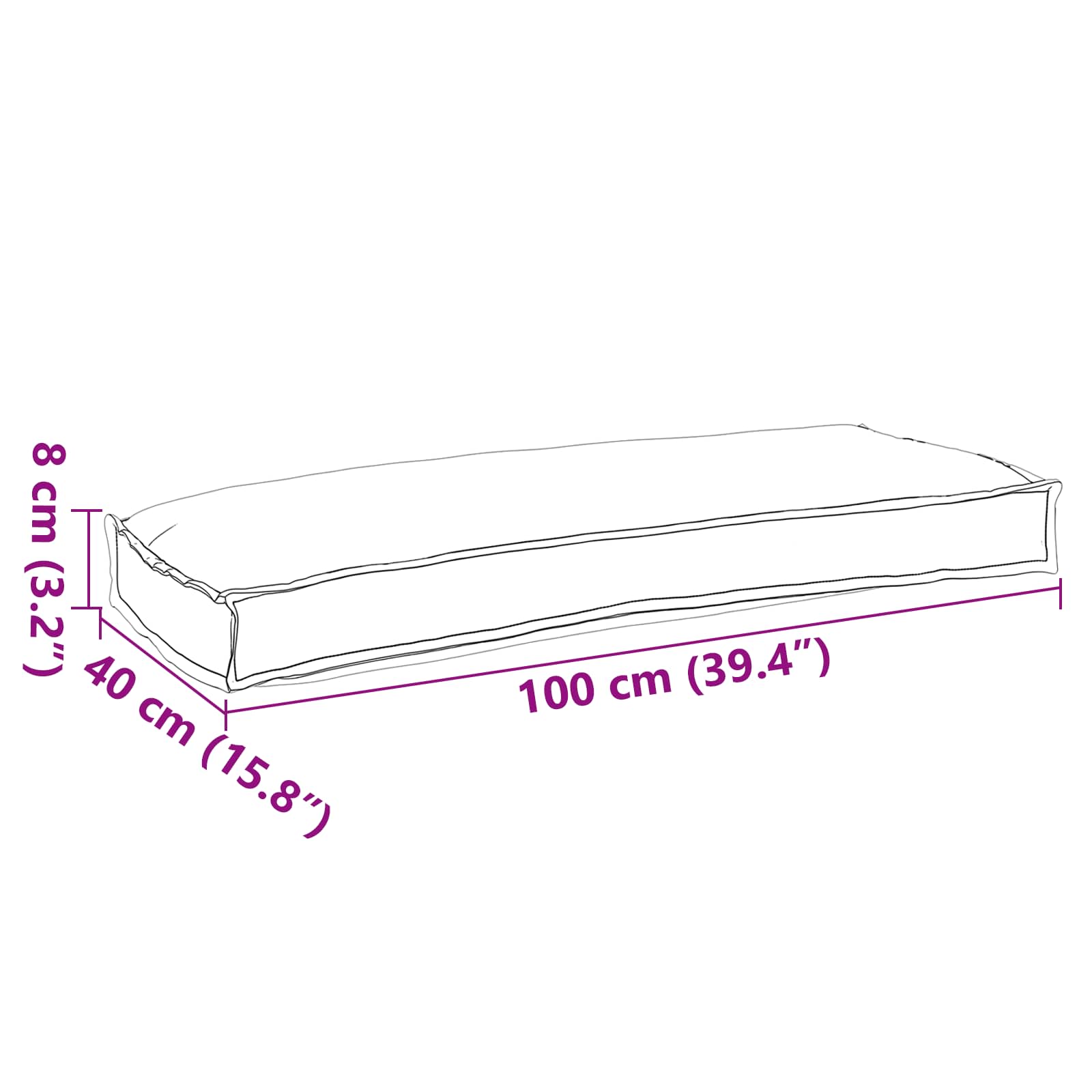 Jastuk Antracit 100 x 40 x 8 cm Oxford tkanina