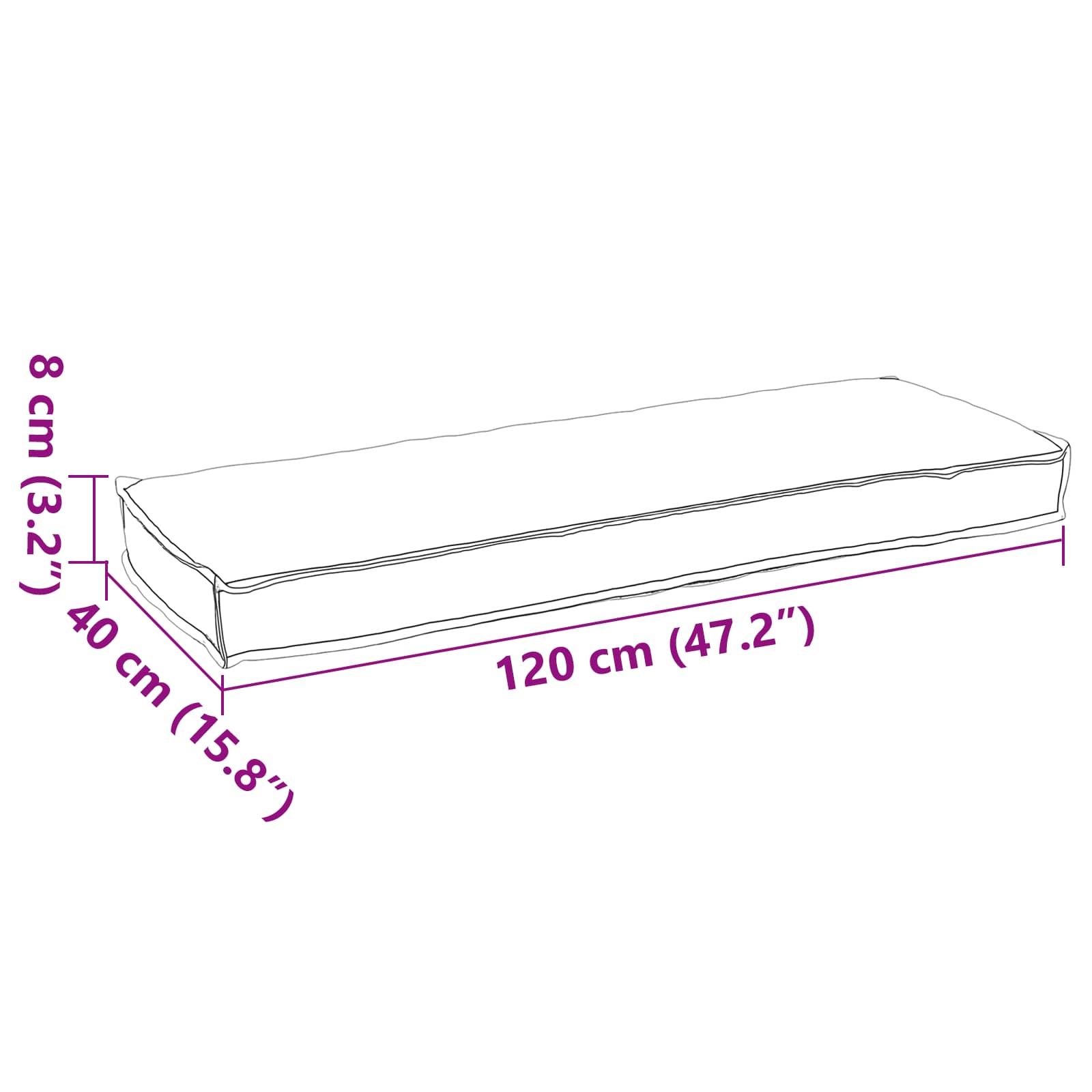 Jastuk Siva 120 x 40 x 8 cm Oxford tkanina