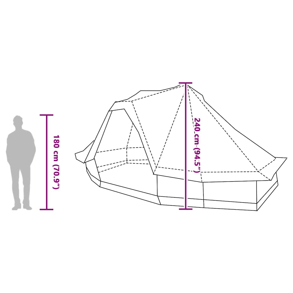 Tipi šator s krovom s pohranom Zelena 466 x 310 x 240 cm taft