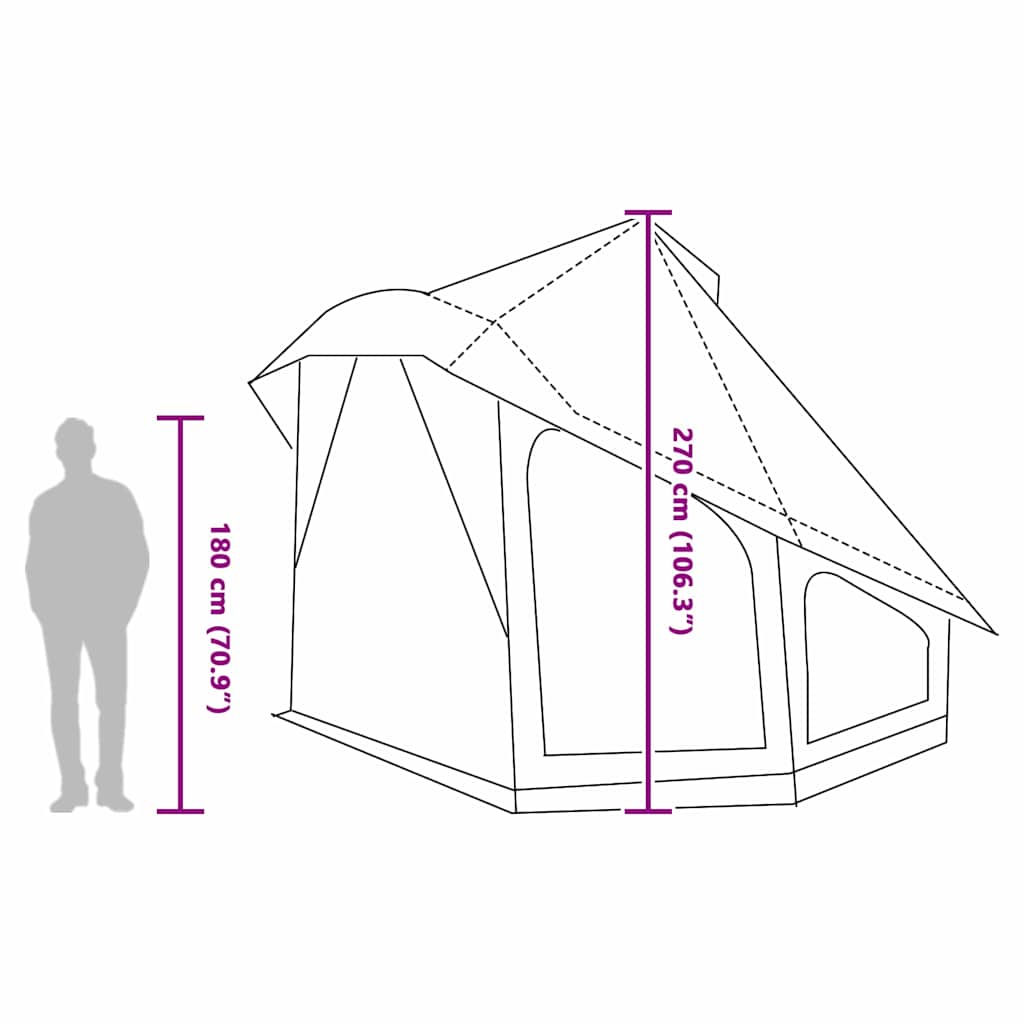 Tipi šator s krovom Siva i narančasta 404 x 370 x 270 cm taft