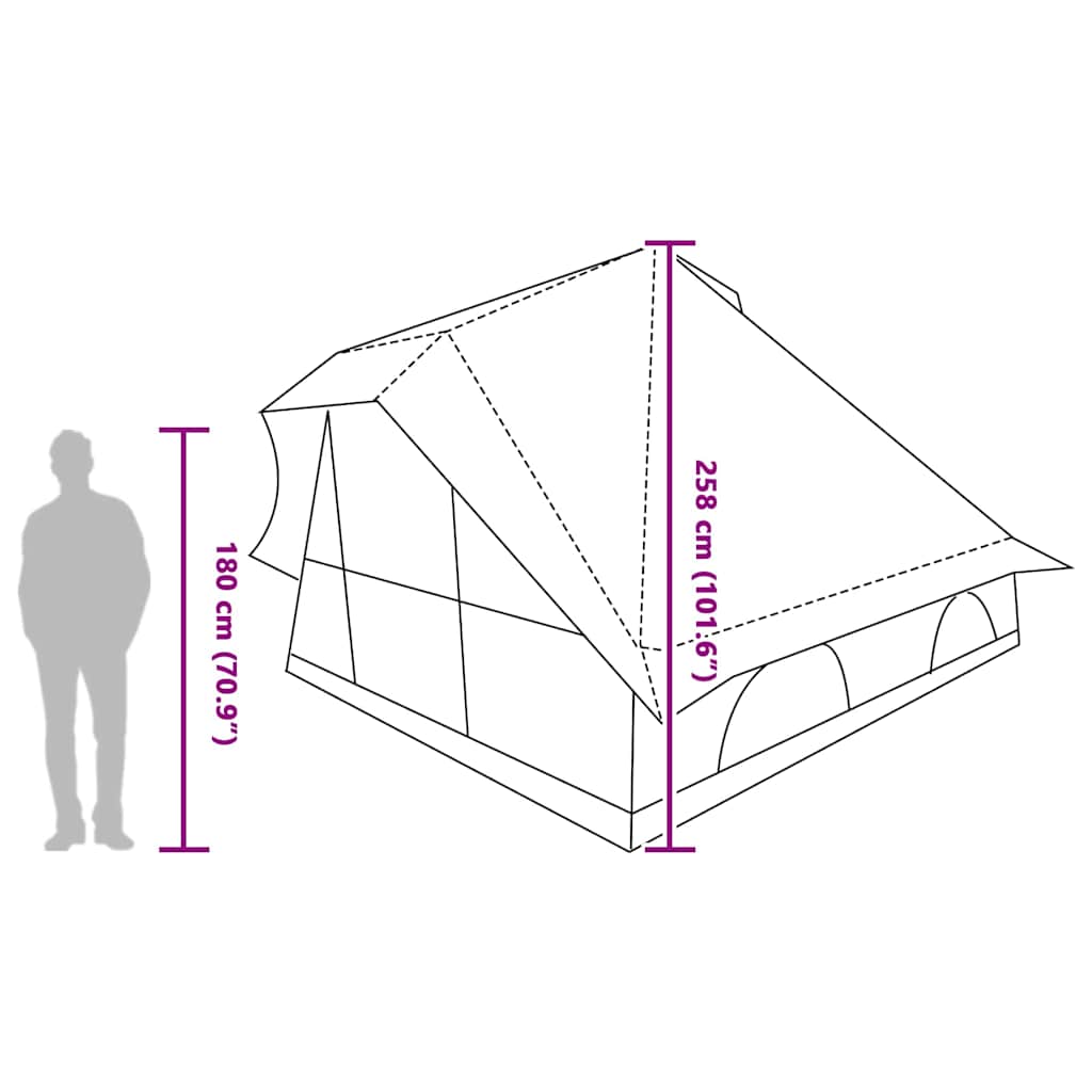 Tipi šator s krovom s pohranom Zelena 358 x 296 x 258 cm taft