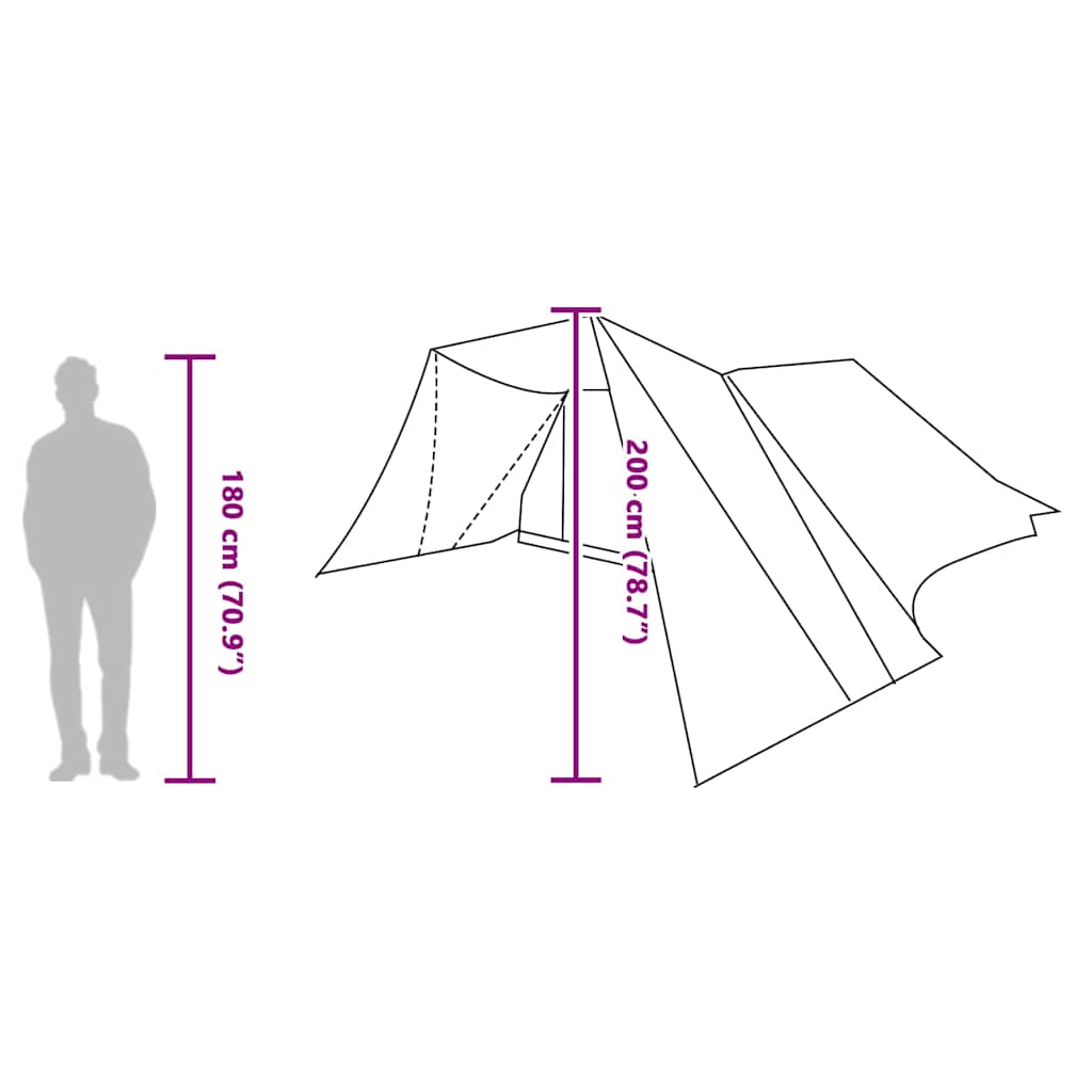 Tipi šator s krovom Siva i narančasta 660 x 456 x 200 cm taft