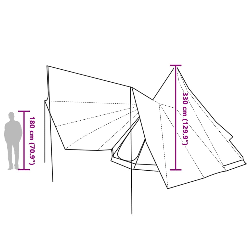 Tipi šator s krovom s pohranom Zelena 510 x 690 x 330 cm taft