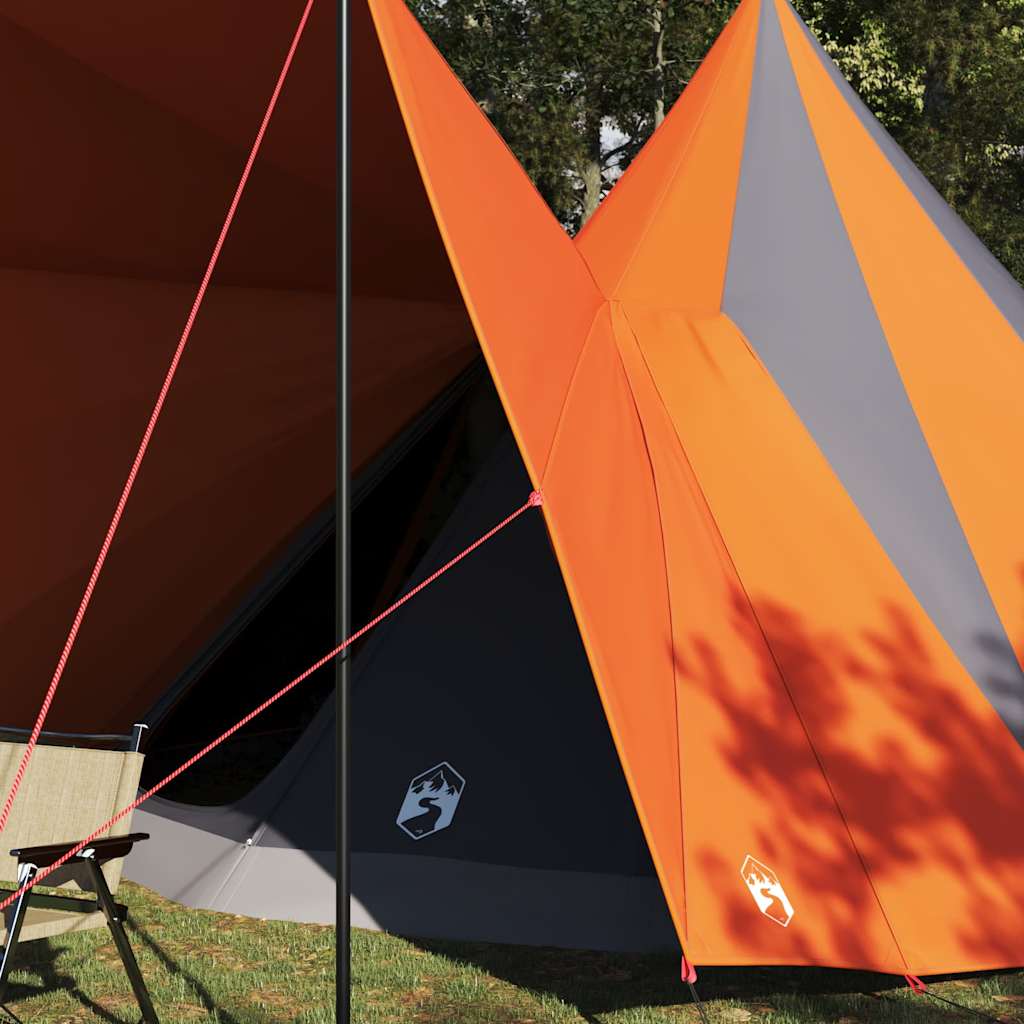 Tipi šator s krovom Siva i narančasta 510 x 690 x 330 cm taft