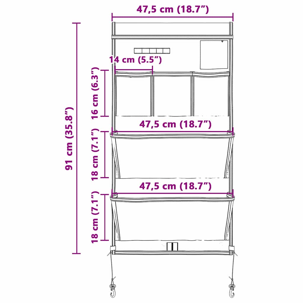 Vreća za spremanje s pohranom Crna i Plava 91 x 47,5 cm oxford