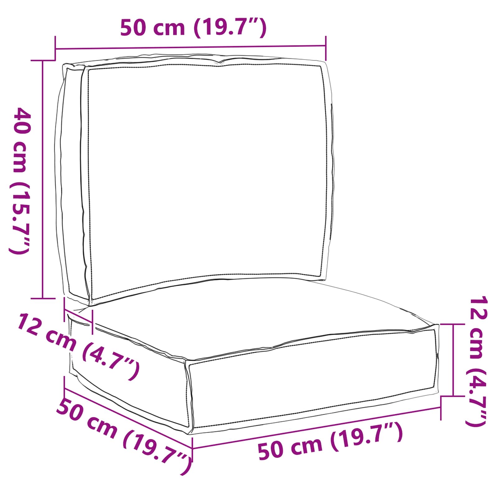 Set jastučića za palete 2 pcs Siva 50 x 50 x 12 cm