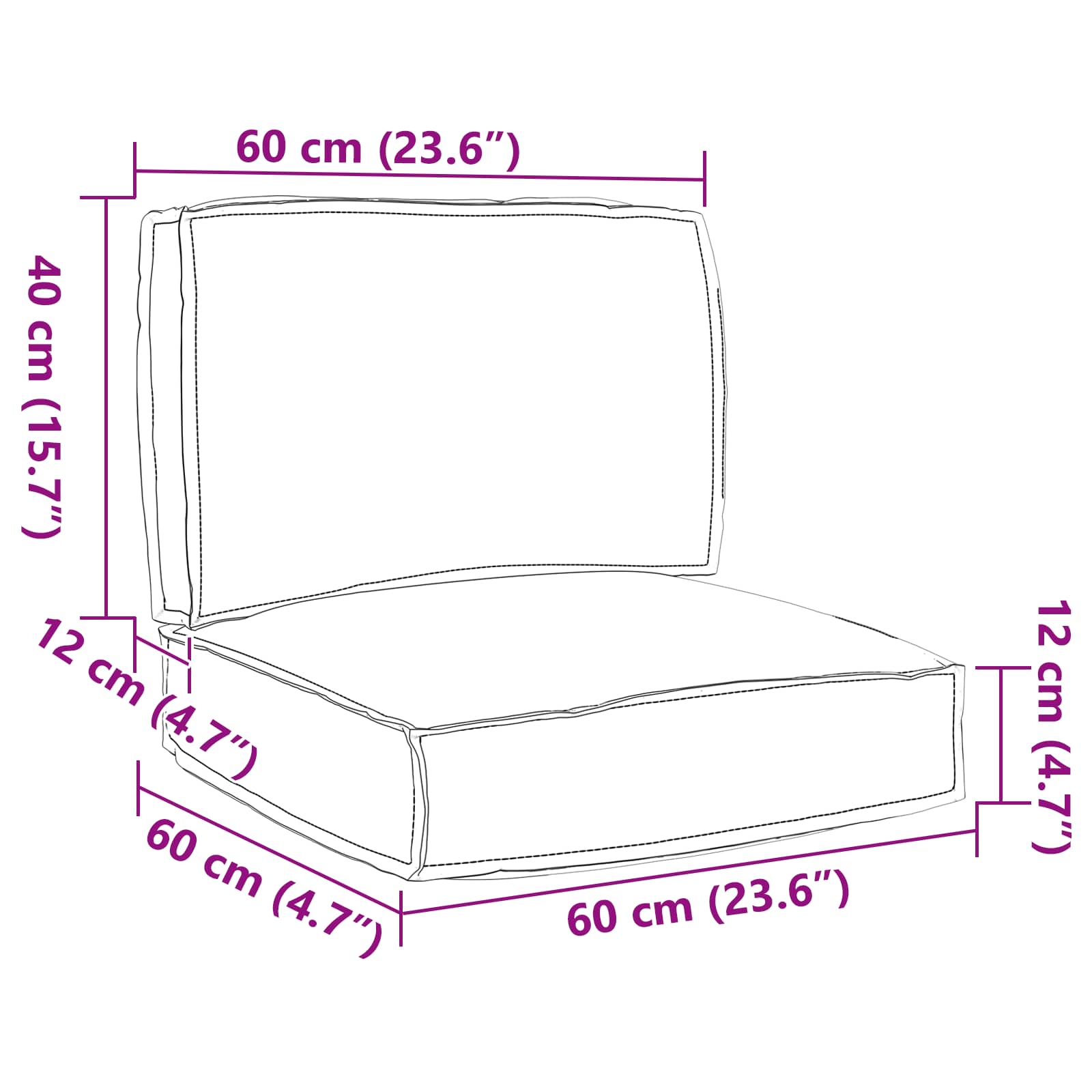 Set jastučića za palete 2 pcs Siva Oxford tkanina