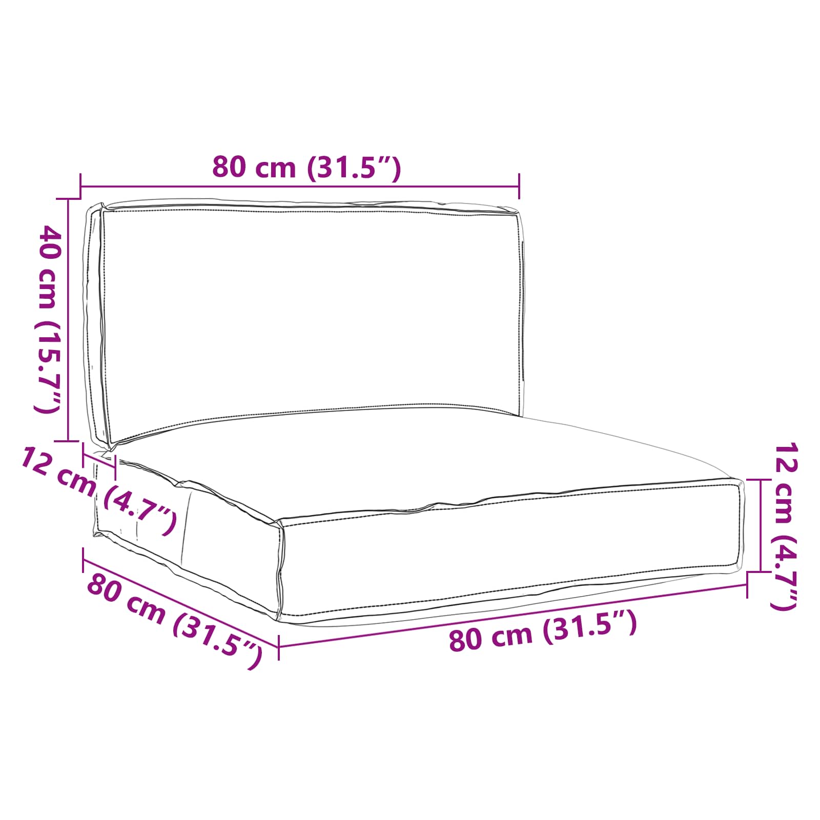 Set jastučića za palete 2 pcs Vinska crvena Oxford tkanina