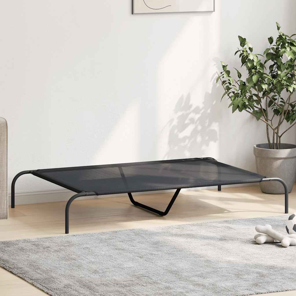 Povišeni krevet za pse crni 130x80x20 cm tekstil i čelik