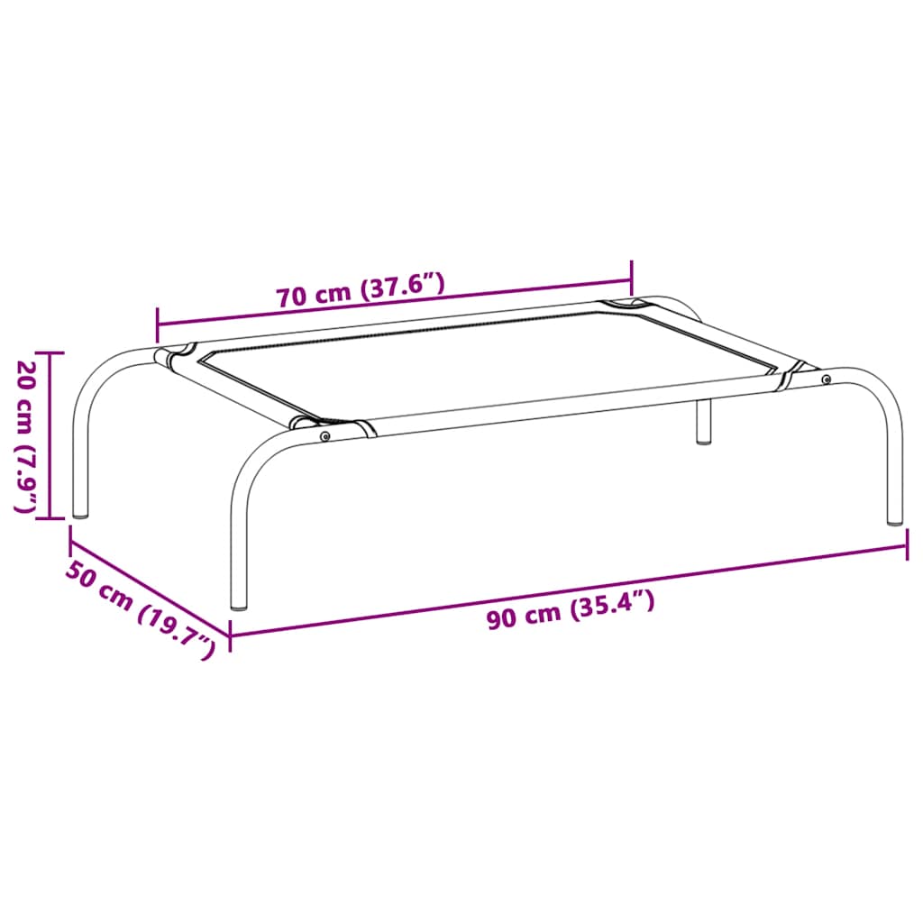 Povišeni krevet za pse crni 90x50x20 cm Oxford tkanina i čelik
