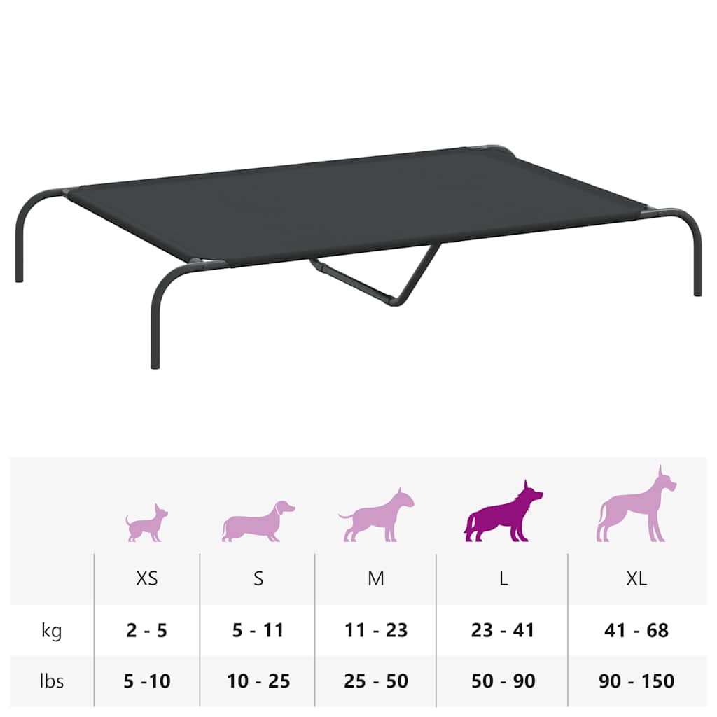 Povišeni krevet za pse crni 130x80x20 cm Oxford tkanina i čelik