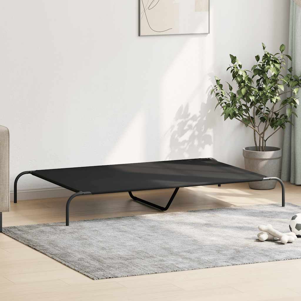 Povišeni krevet za pse crni 150x90x20 cm Oxford tkanina i čelik