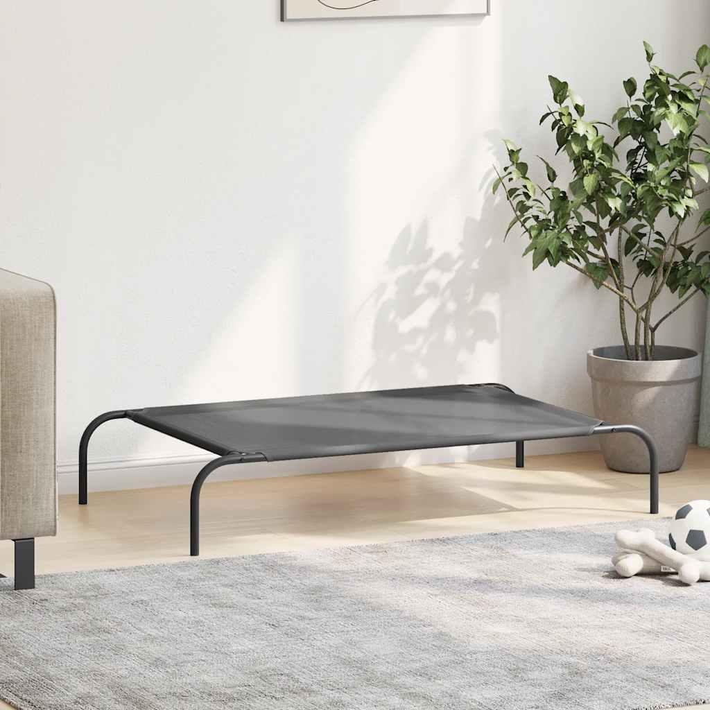 Povišeni krevet za pse sivi tekstil i čelik 110x65x20 cm
