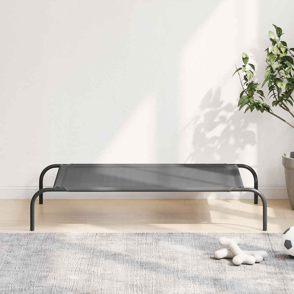 Povišeni krevet za pse sivi tekstil i čelik 110x65x20 cm