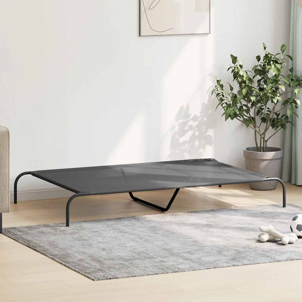 Povišeni krevet za pse sivi tekstil i čelik 150x90x20 cm