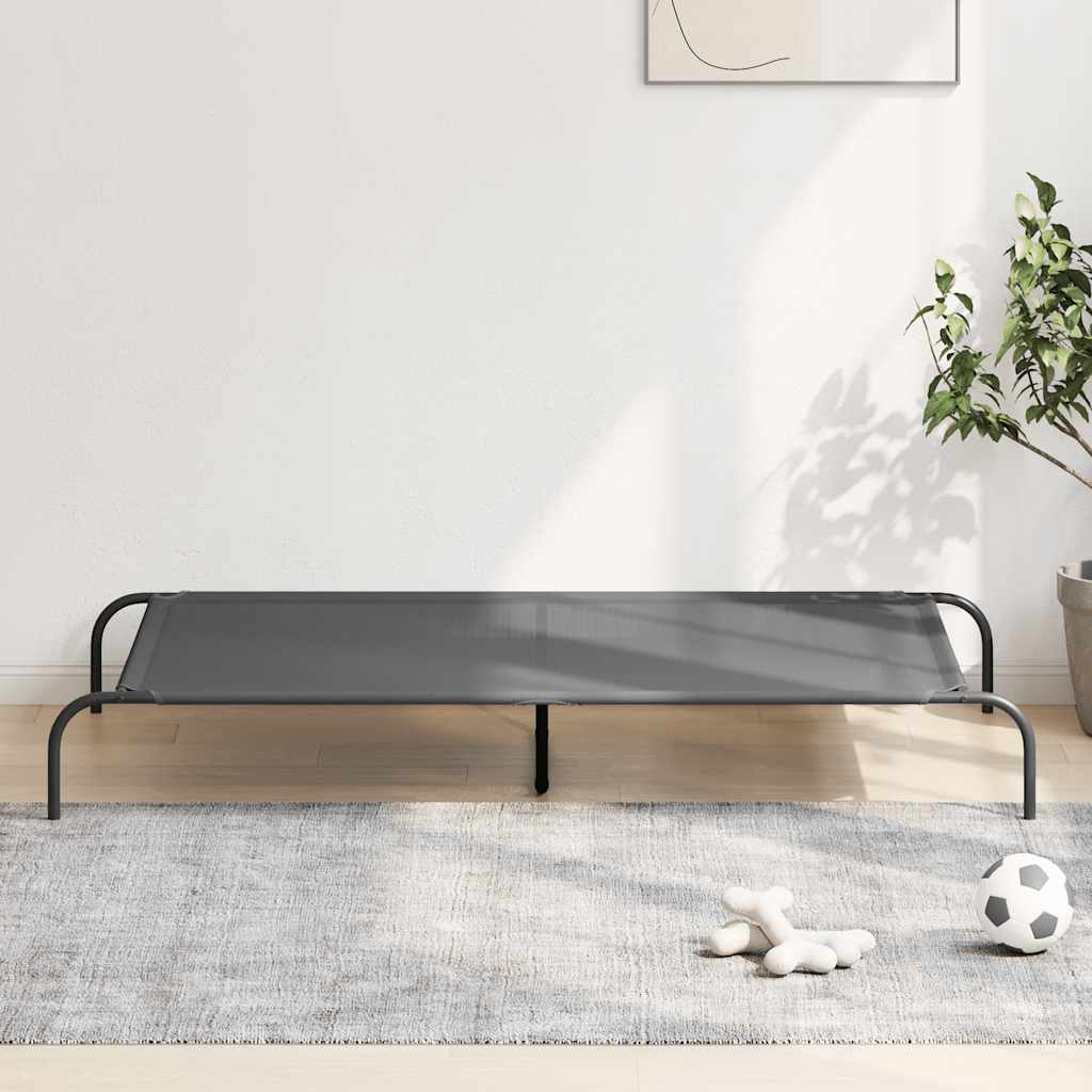 Povišeni krevet za pse sivi tekstil i čelik 150x90x20 cm