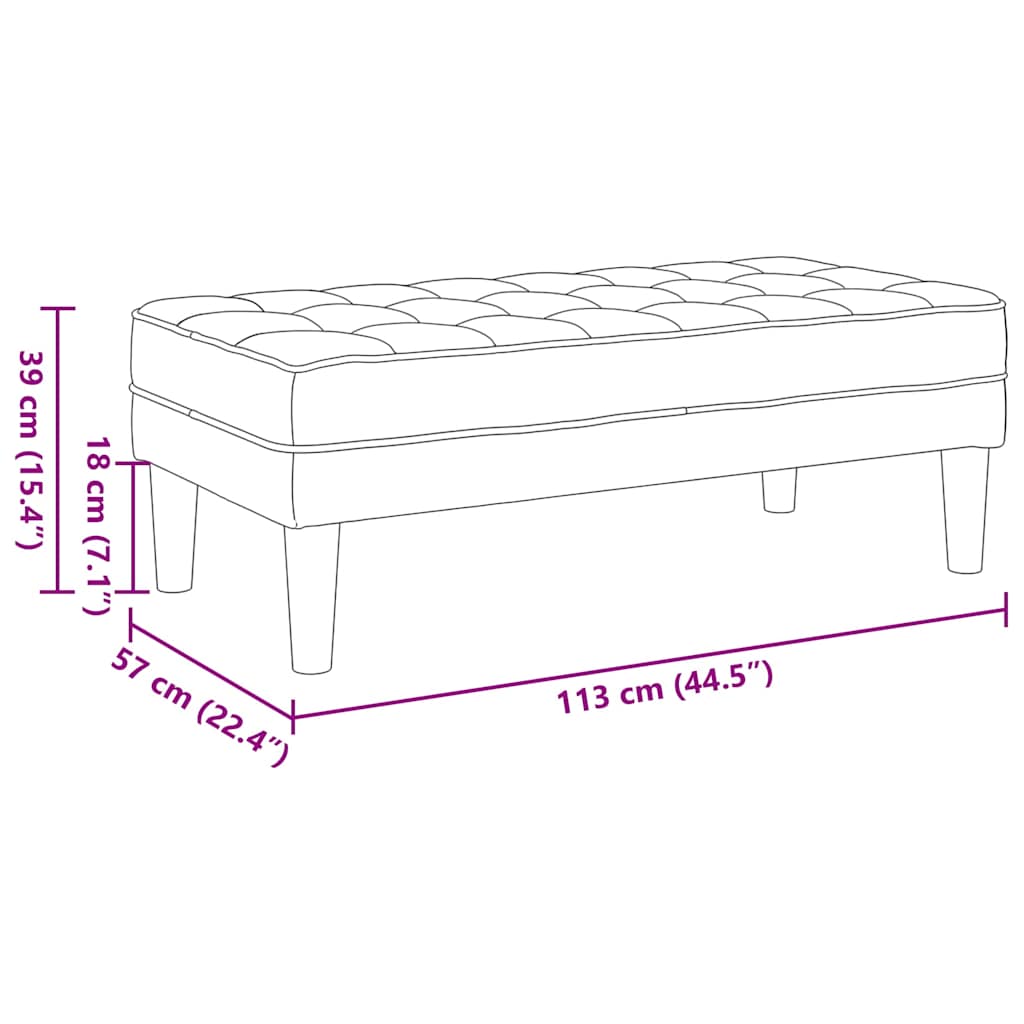 klupa s jastukom Krema 113 x 57 x 39 cm tkanina