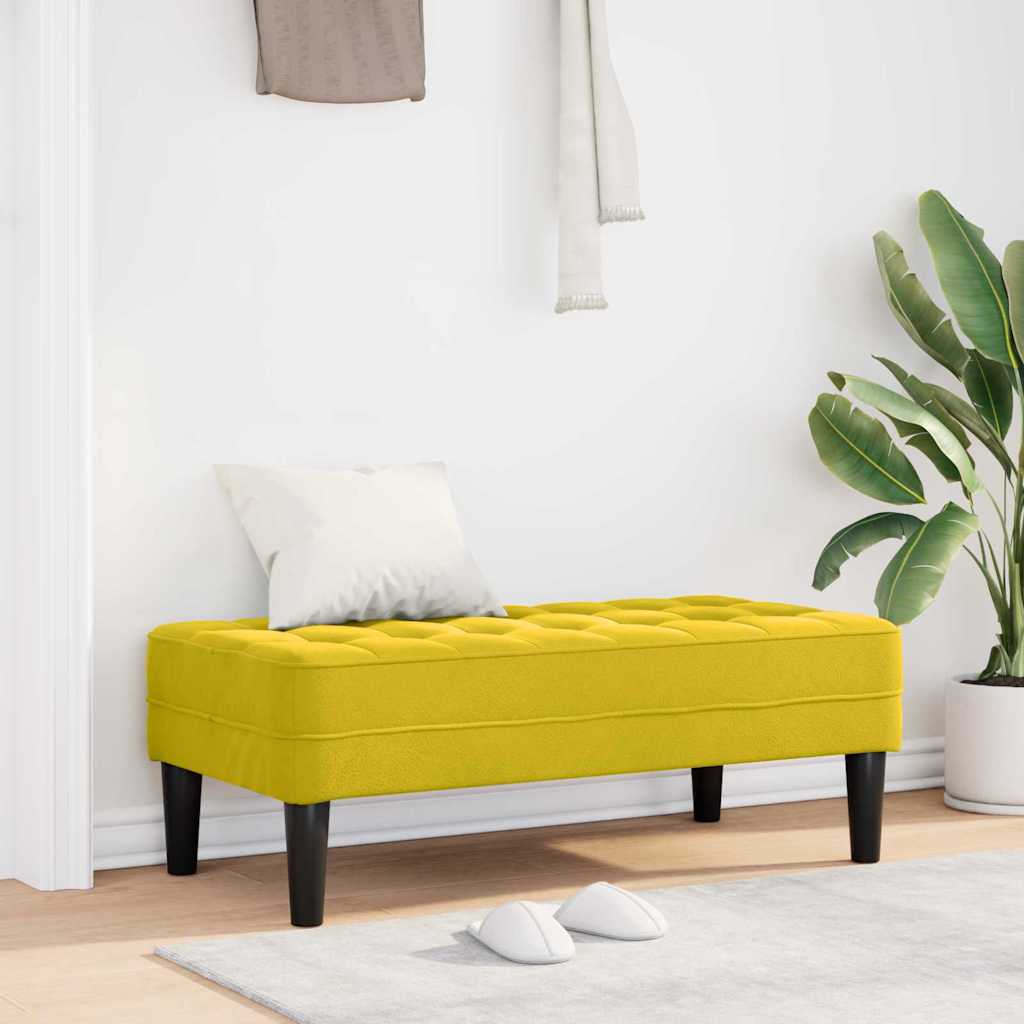 klupa s jastukom Žuta 113 x 57 x 39 cm Baršun