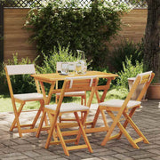 Bistro set s jastukom 5 pcs Prirodna nafta Čvrsto drvo akacije
