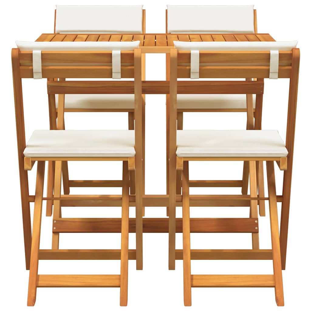 Bistro set s jastukom 5 pcs Prirodna nafta Čvrsto drvo akacije