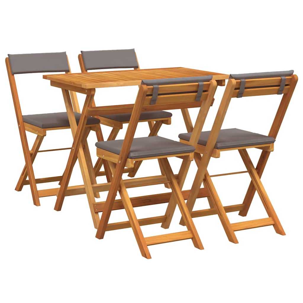 Bistro set s jastukom 5 pcs Prirodna nafta Čvrsto drvo akacije