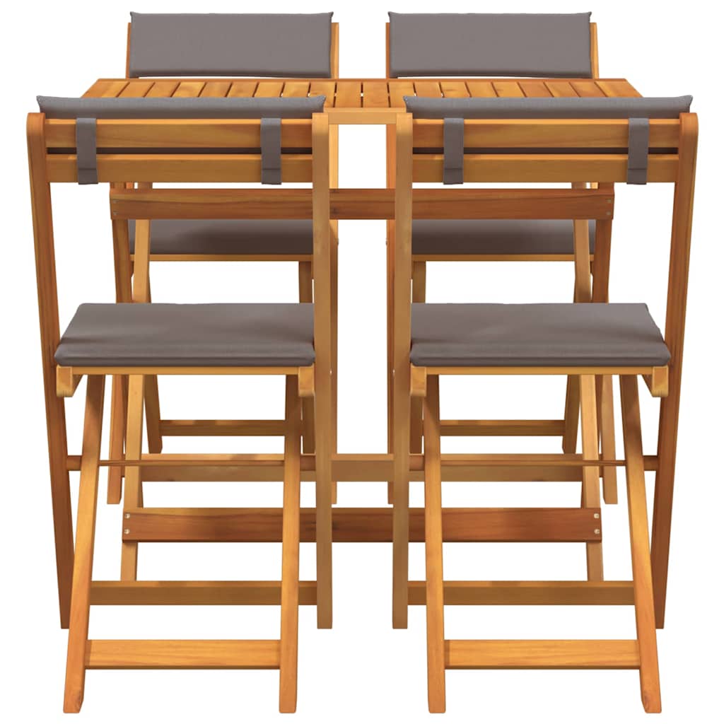 Bistro set s jastukom 5 pcs Prirodna nafta Čvrsto drvo akacije