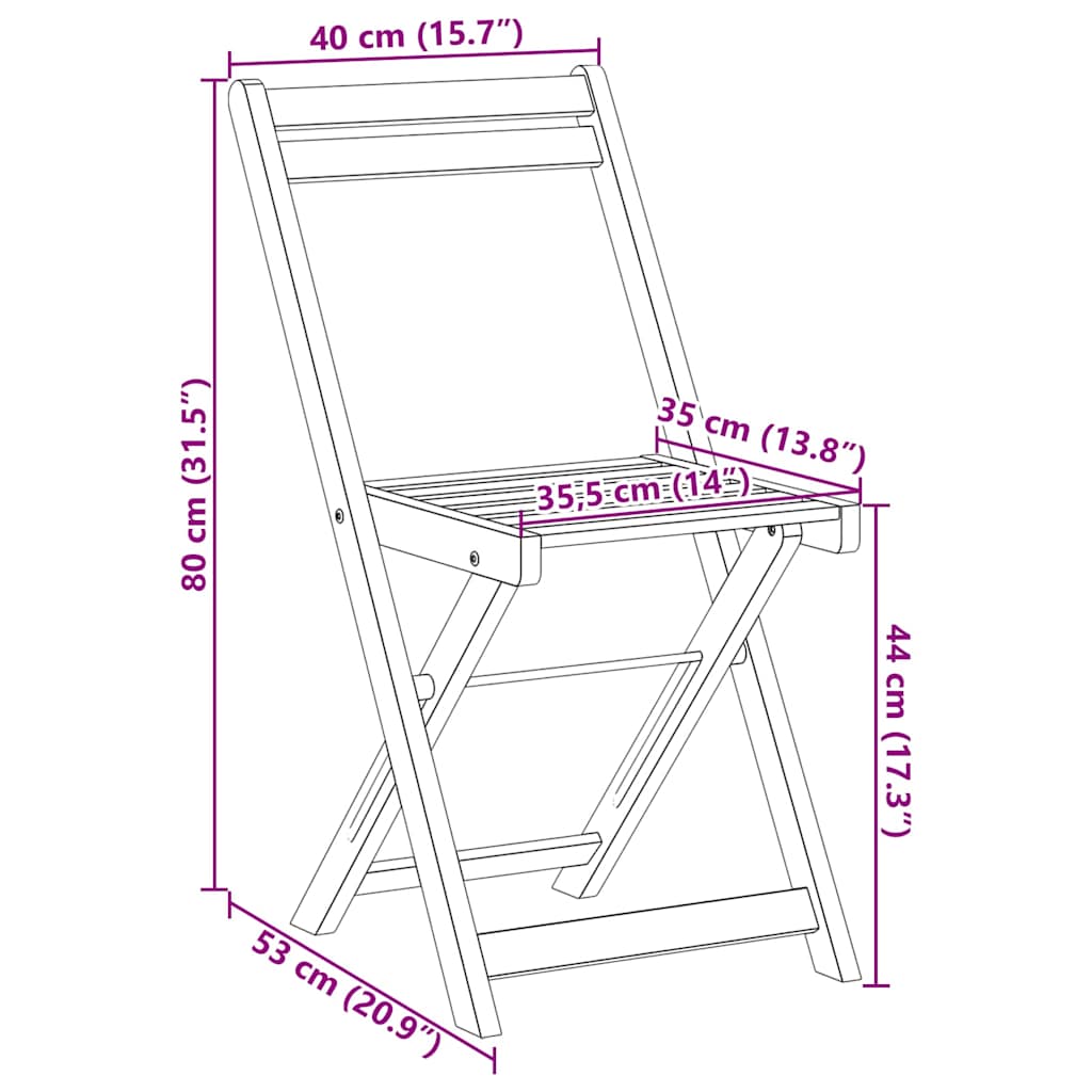 Bistro set 3 pcs Prirodna nafta Čvrsto drvo akacije