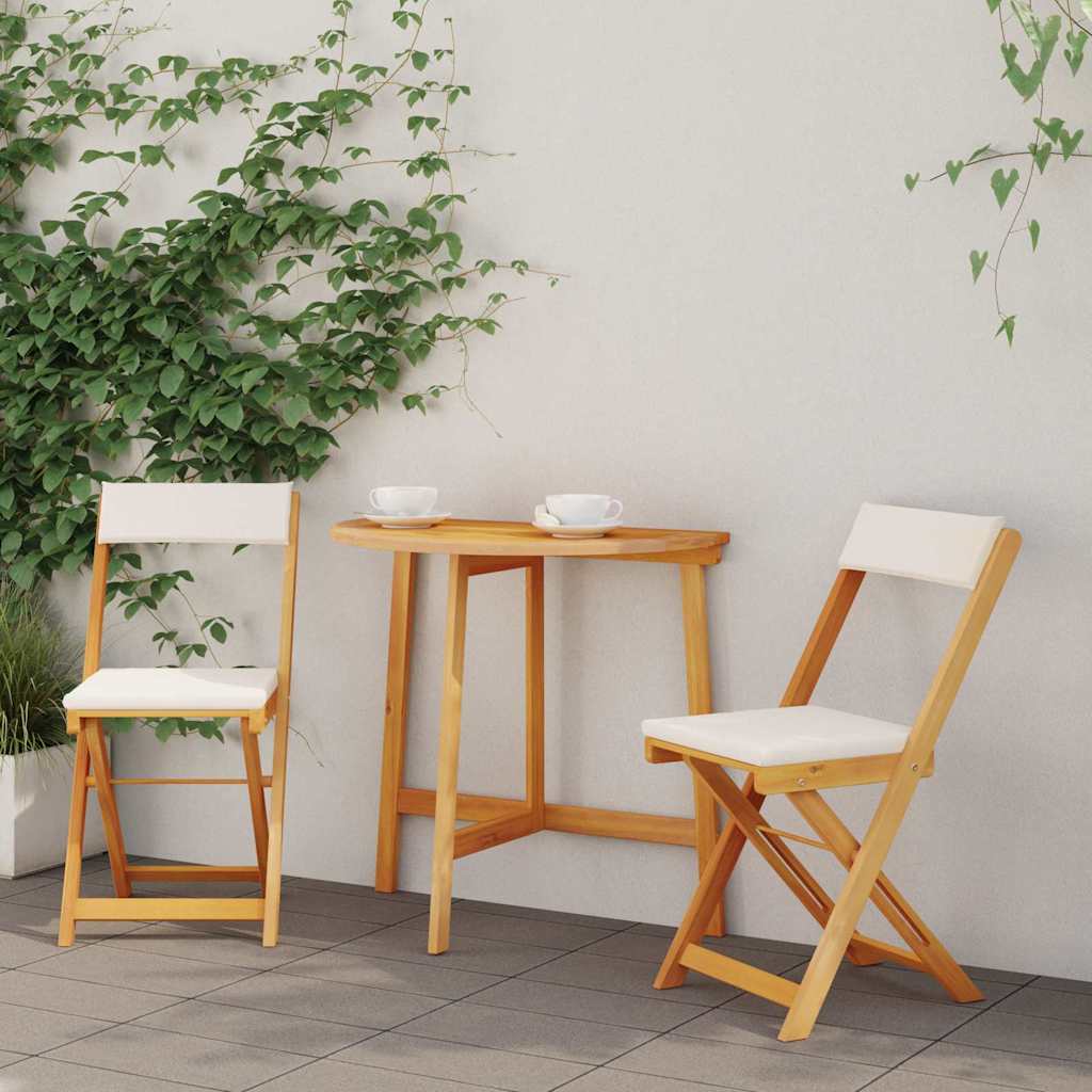 Bistro set s jastukom 3 pcs Prirodna nafta Čvrsto drvo akacije