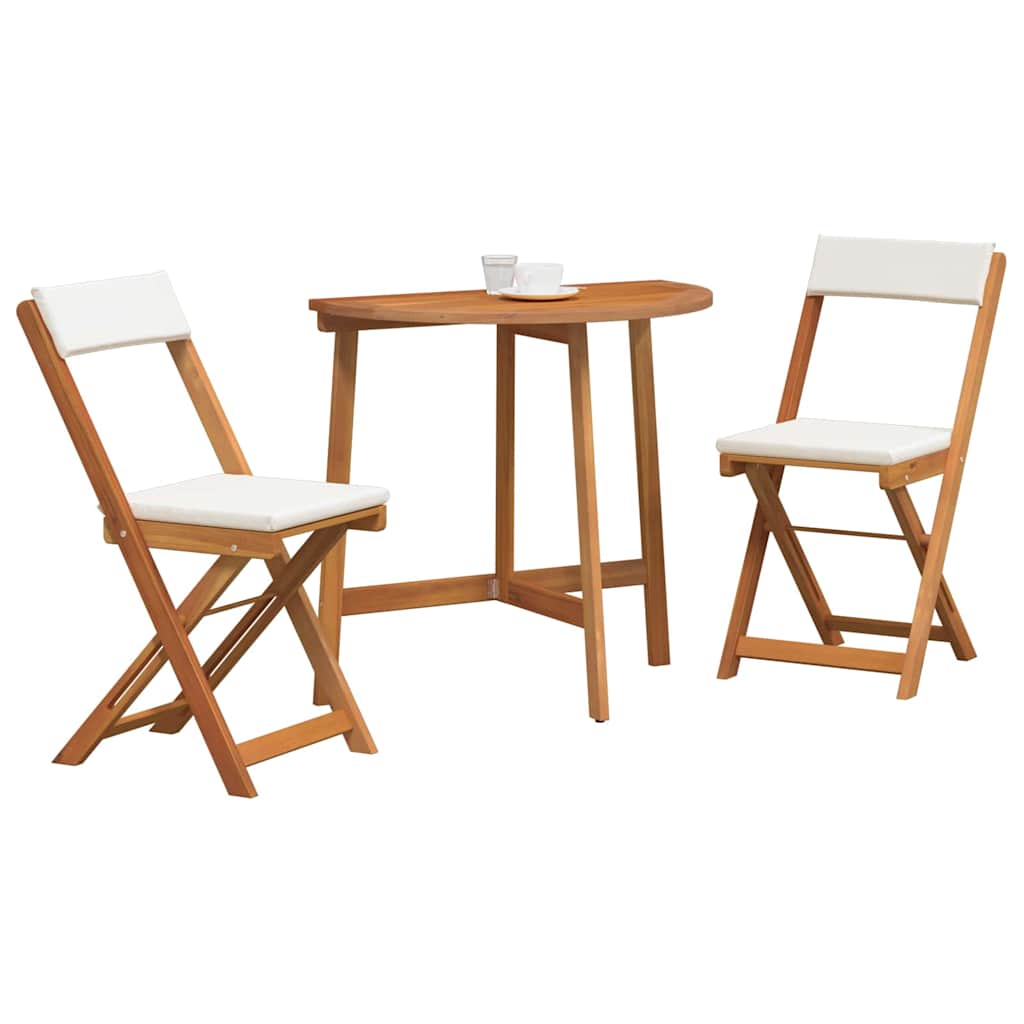 Bistro set s jastukom 3 pcs Prirodna nafta Čvrsto drvo akacije