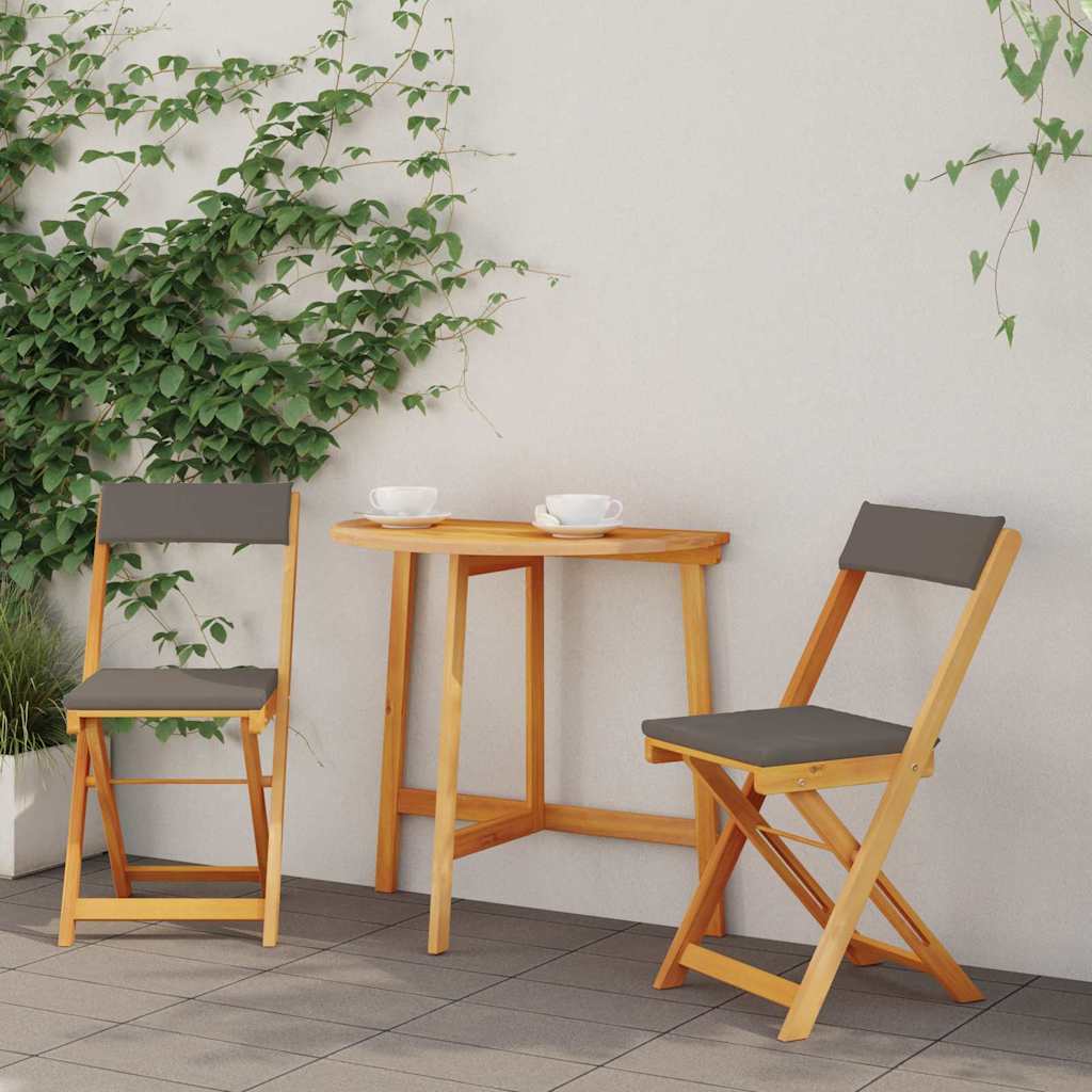 Bistro set s jastukom 3 pcs Prirodna nafta Čvrsto drvo akacije