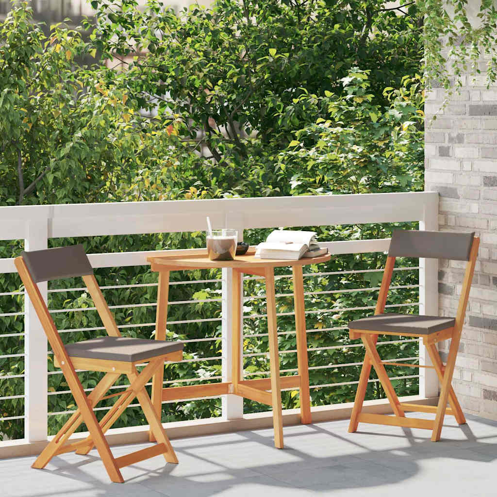 Bistro set s jastukom 3 pcs Prirodna nafta Čvrsto drvo akacije