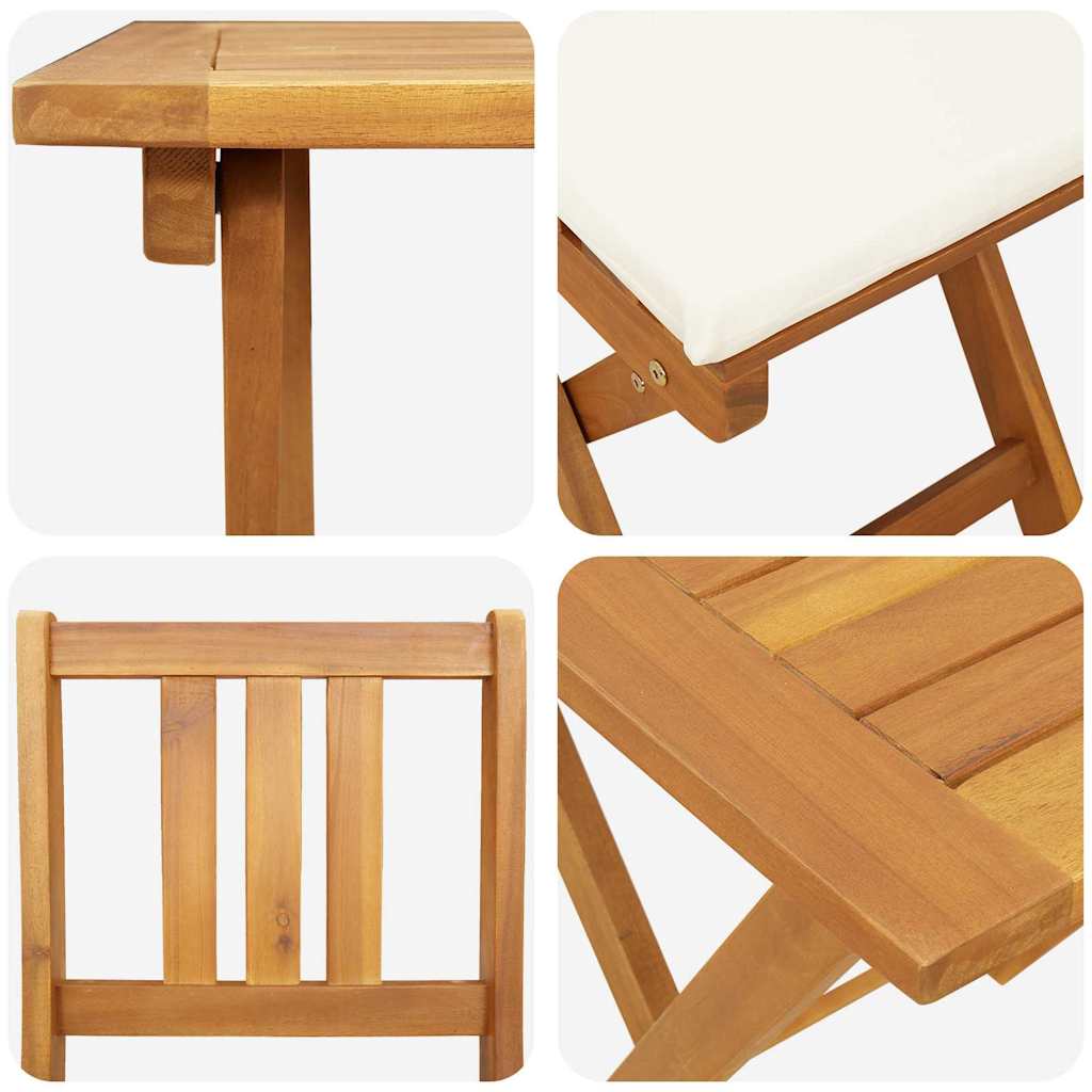 Bistro set s jastukom 3 pcs Prirodna nafta Čvrsto drvo akacije