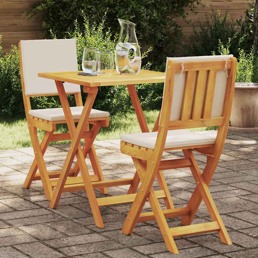 Bistro set s jastukom 3 pcs Prirodna nafta Čvrsto drvo akacije