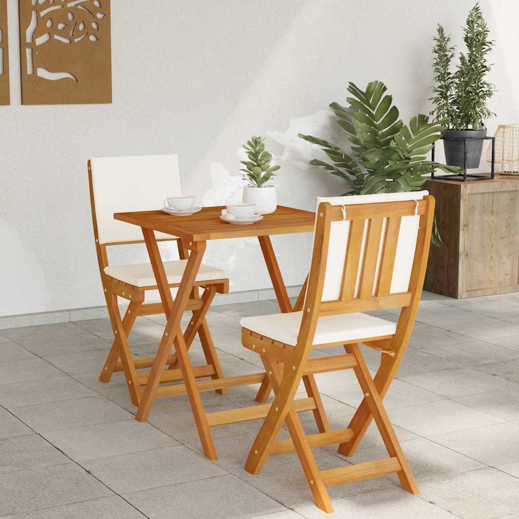 Bistro set s jastukom 3 pcs Prirodna nafta Čvrsto drvo akacije