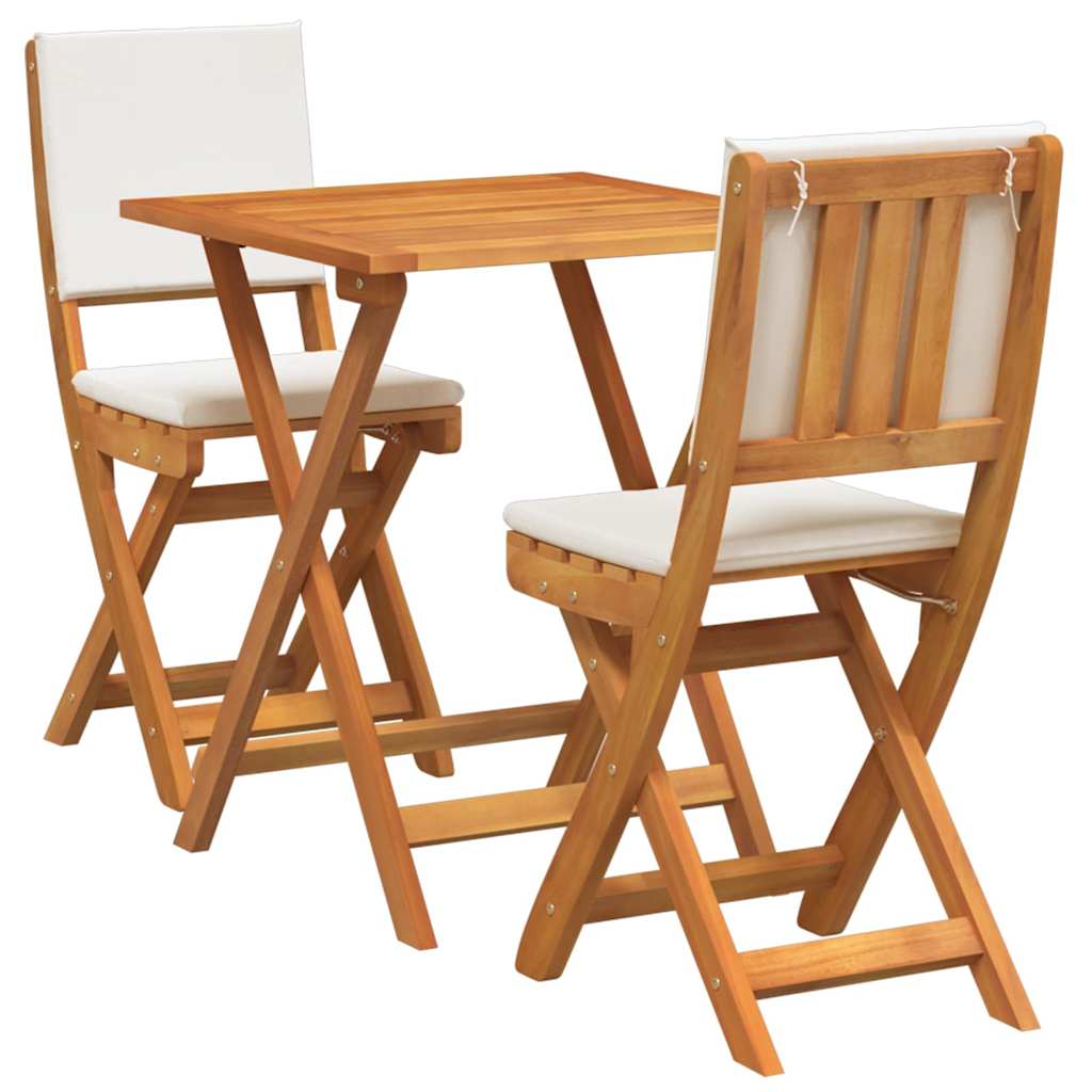 Bistro set s jastukom 3 pcs Prirodna nafta Čvrsto drvo akacije