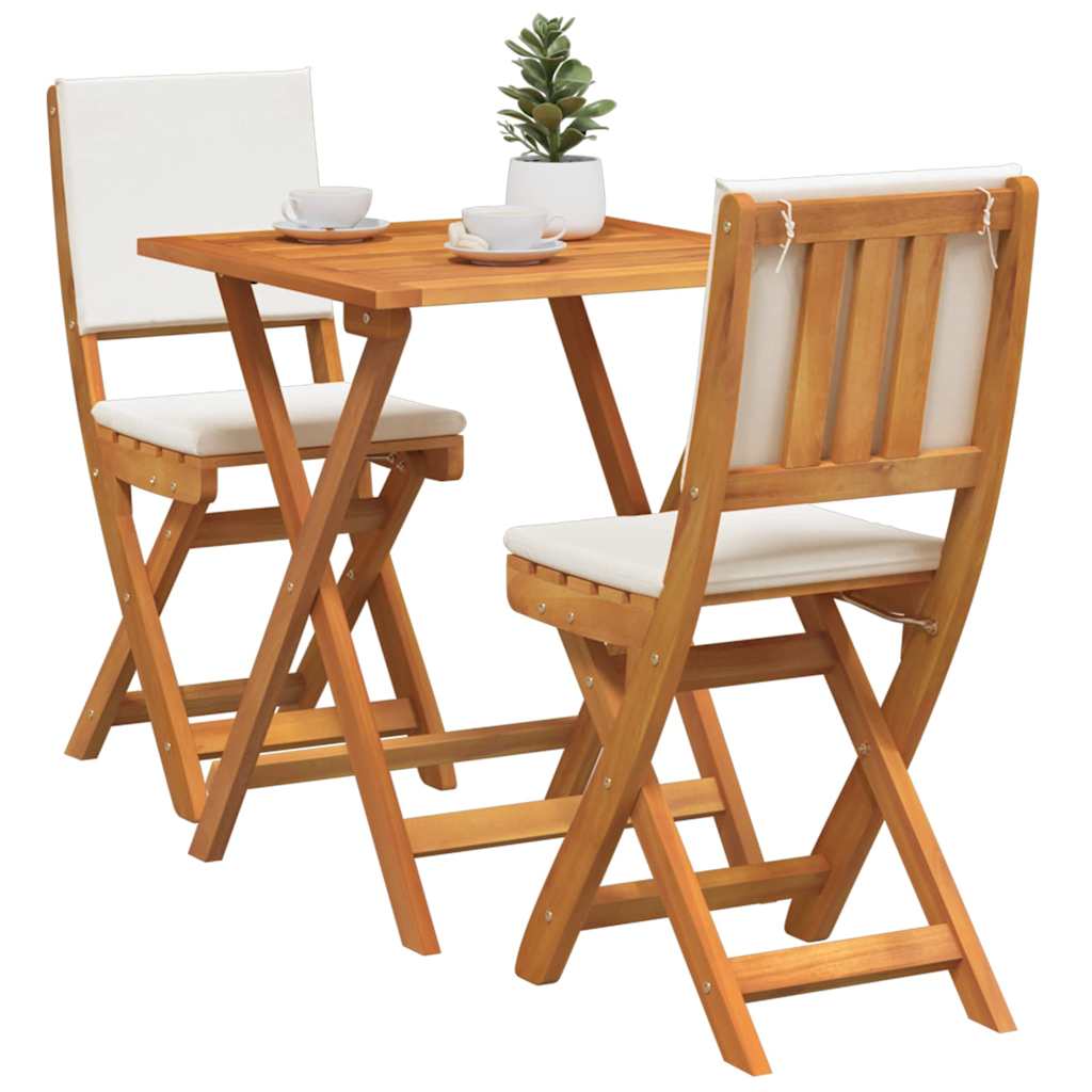 Bistro set s jastukom 3 pcs Prirodna nafta Čvrsto drvo akacije