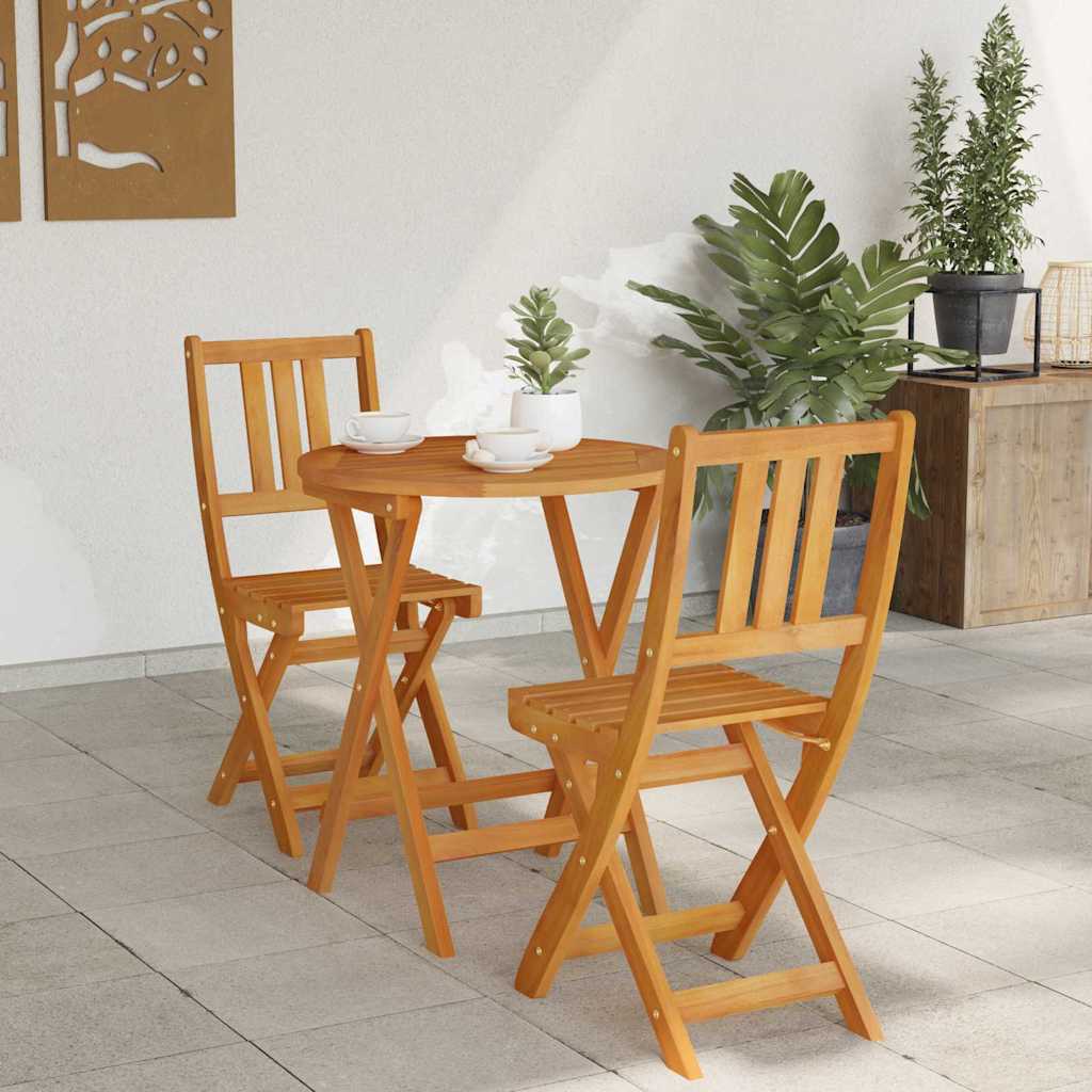 Bistro set 3 pcs Prirodna nafta Čvrsto drvo akacije