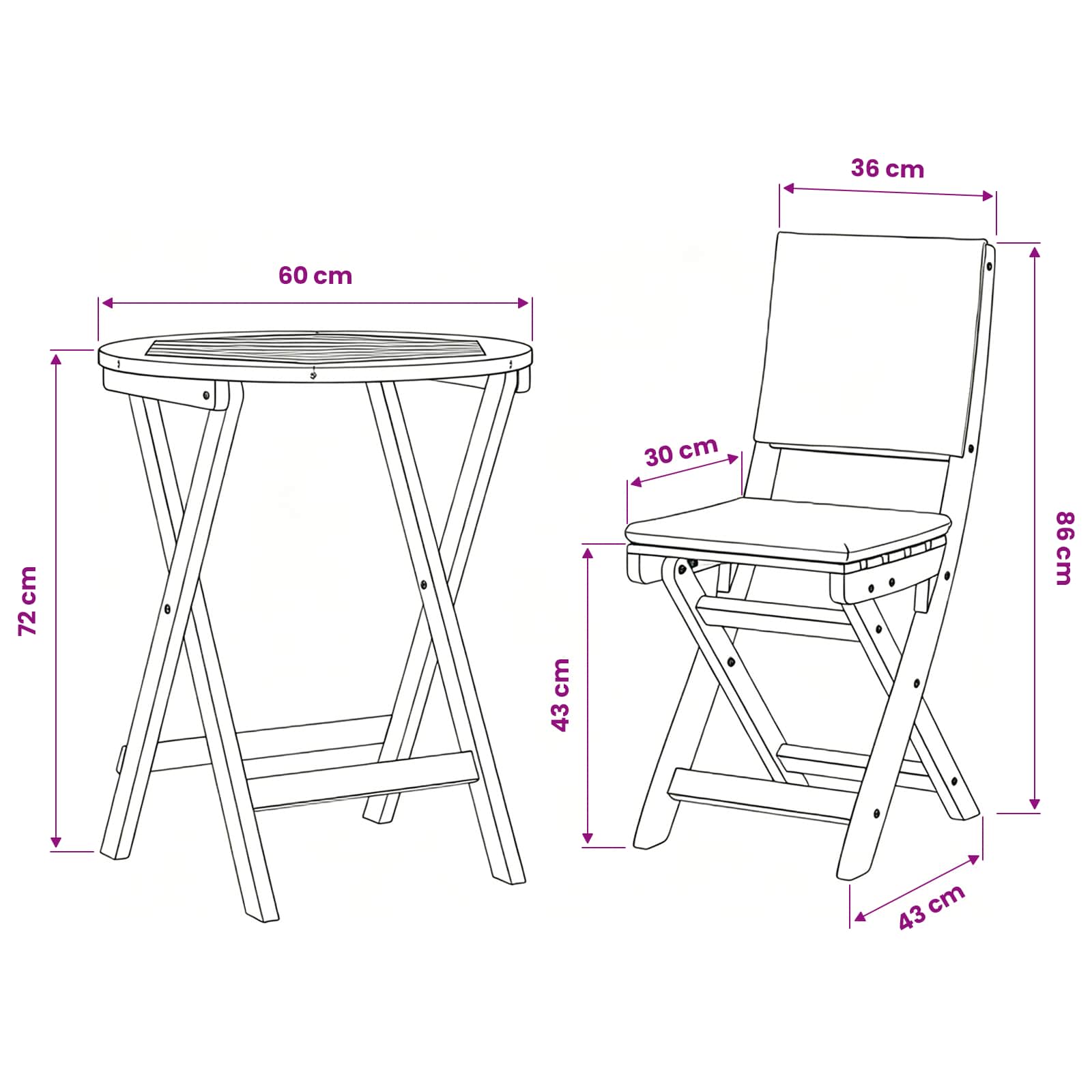 Bistro set 3 pcs Prirodna nafta Čvrsto drvo akacije