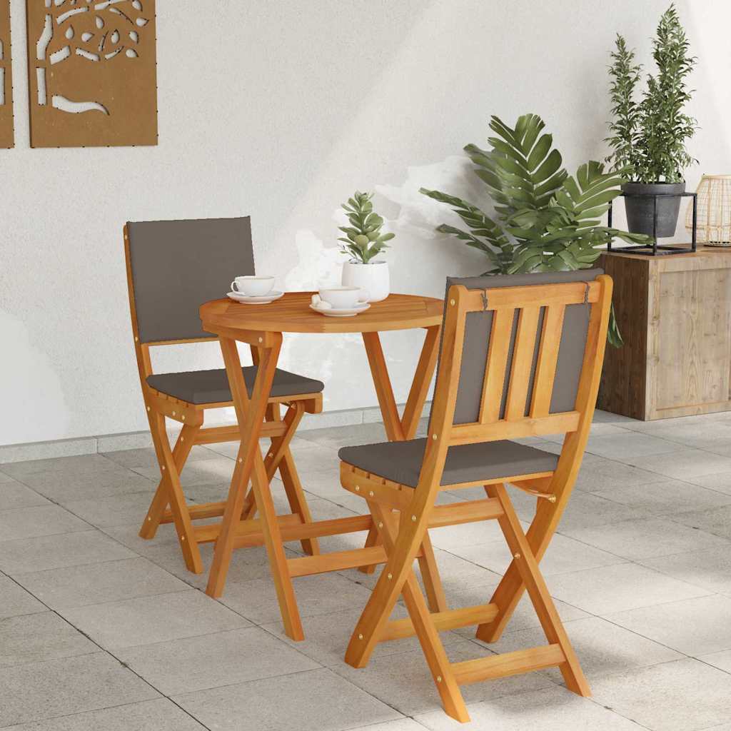 Bistro set s jastukom 3 pcs Prirodna nafta Čvrsto drvo akacije